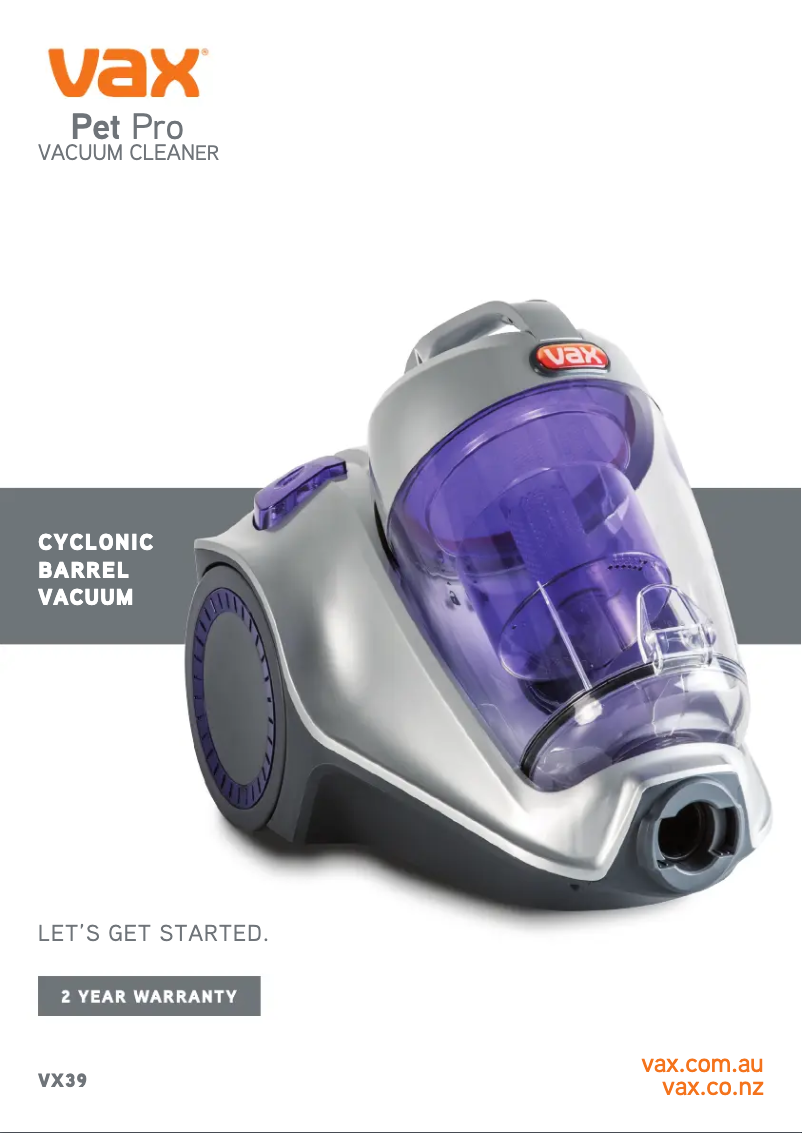 Página nº 1 - Manual de usuario Vax Pet Pro VX39