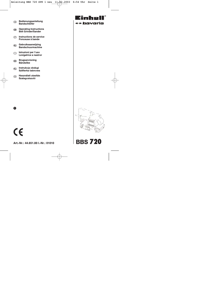 Imagen de la primera página del manual del dispositivo BBS 720