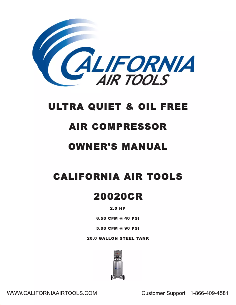 Página 1 del manual Manual de usuario California Air Tools 20020CR