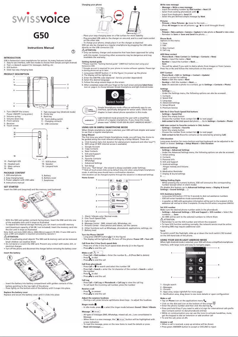 Imagen de la primera página del manual del dispositivo G50