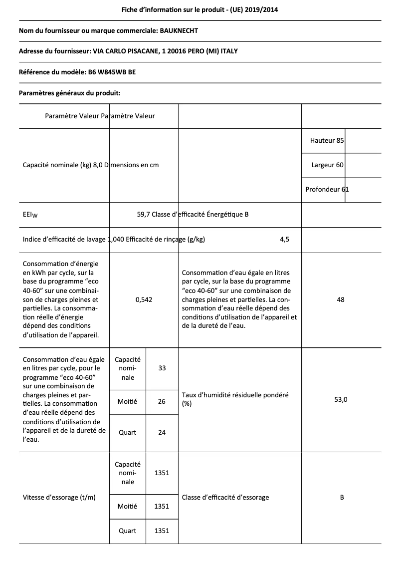 Imagen de la primera página del manual del dispositivo B6 W845WB BE