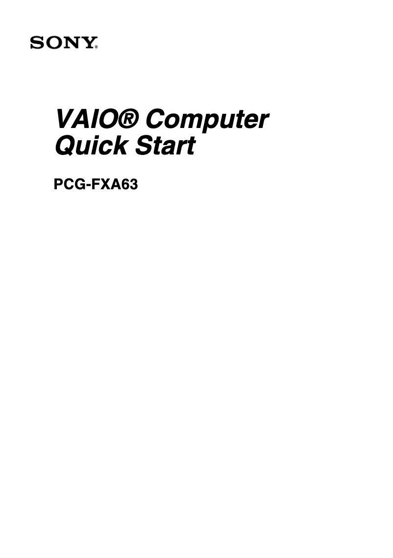 Imagen de la primera página del manual del dispositivo Vaio PCG-FXA63
