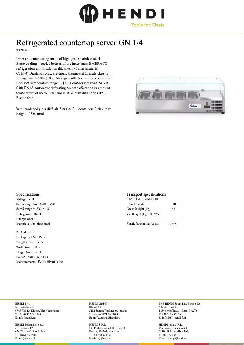 Página 1 del manual Ficha técnica Arktic 232910