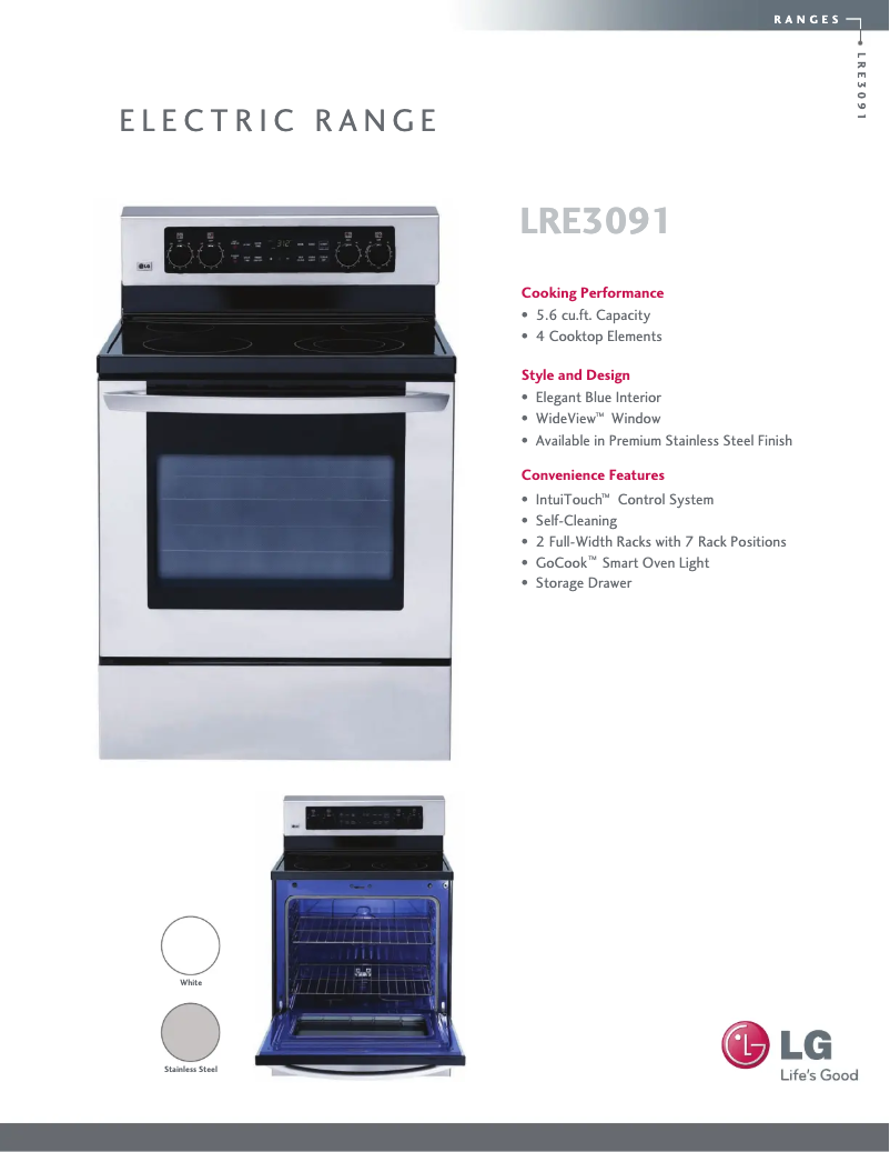 Página nº 1 - Ficha técnica LG LRE3091SW