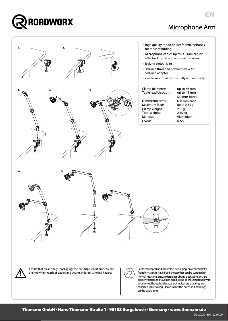 Página 1 del manual Manual de usuario Roadworx Microphone Arm