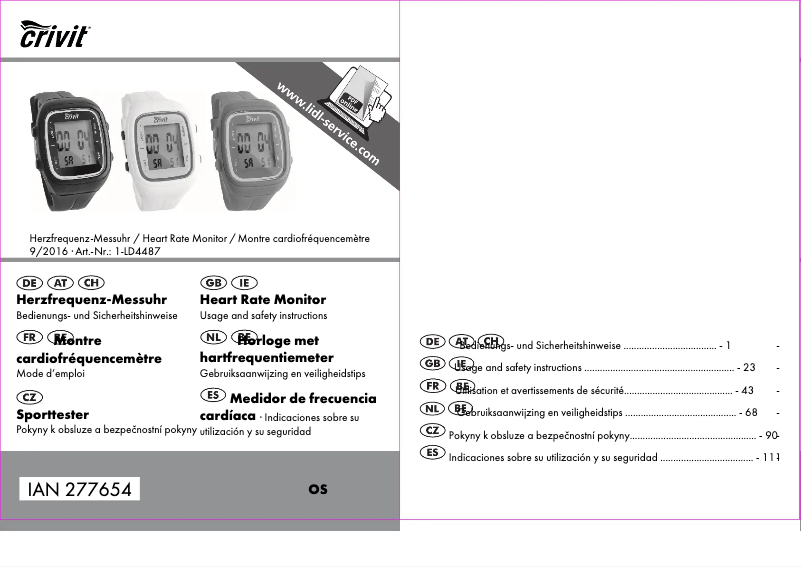 Página nº 1 - Manual de usuario Crivit 1-LD4487 IAN 277654