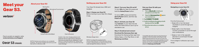 Página 1 del manual Guía de inicio rápido Samsung Gear S3 Classic