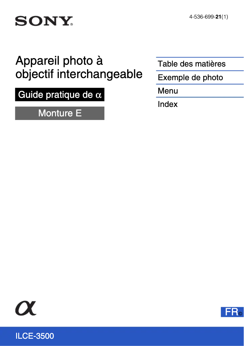 Imagen de la primera página del manual del dispositivo Alpha ILCE-3500J