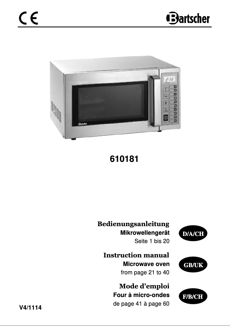 Página 1 del manual Manual de usuario Bartscher 610182