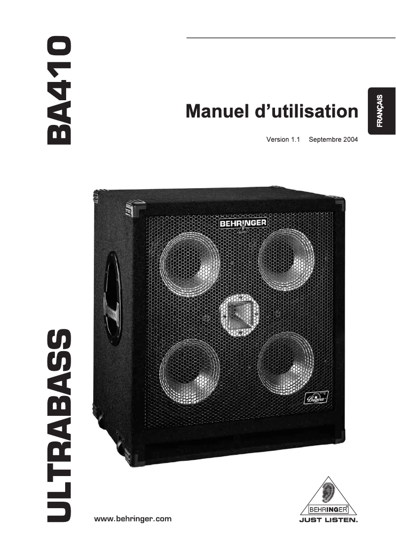 Página 1 del manual Manual de usuario Behringer Ultrabass BA410