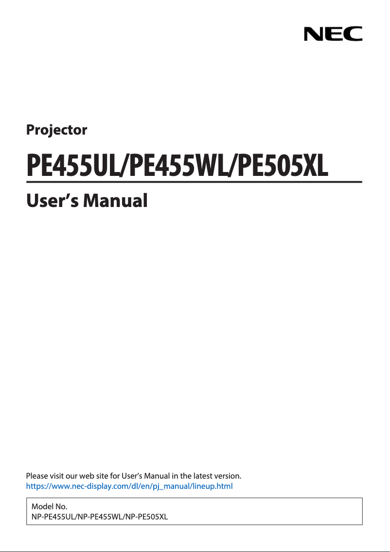 Imagen de la primera página del manual del dispositivo PE455UL