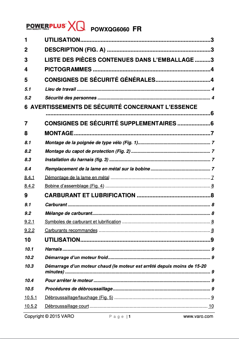 Imagen de la primera página del manual del dispositivo POWXQG6060