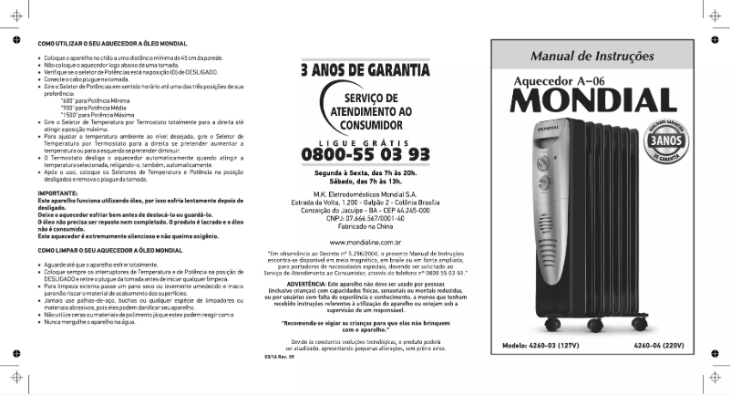 Página 1 del manual Manual de usuario Mondial A-06