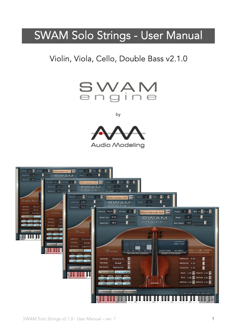 Página 1 del manual Manual de usuario Audio Modeling SWAM Solo Strings