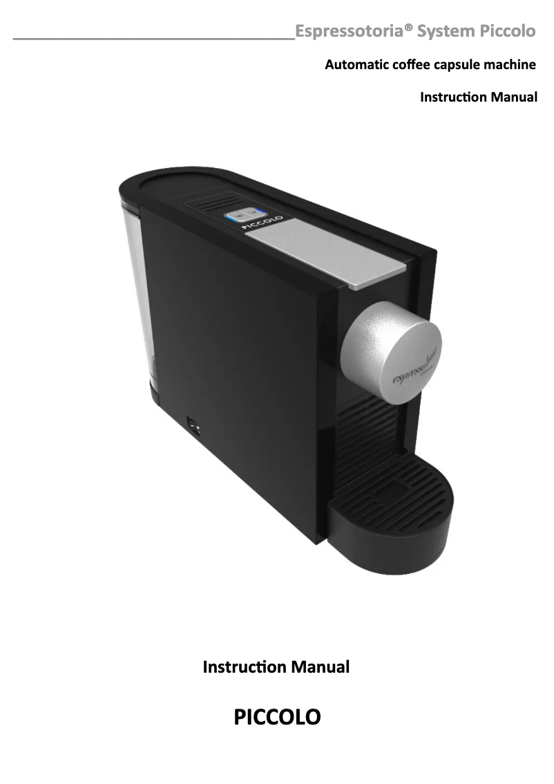 Página 1 del manual Manual de usuario Espressotoria Piccolo