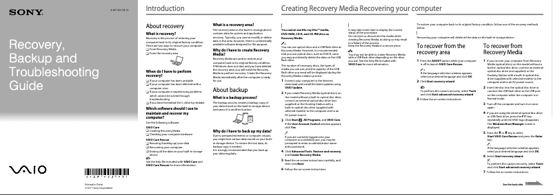 Imagen de la primera página del manual del dispositivo Vaio VPCEH28FF