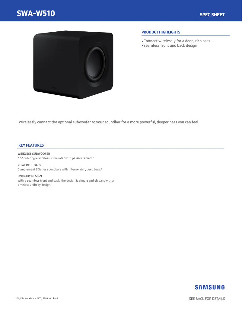 Página 1 del manual Ficha técnica Samsung SWA-W510