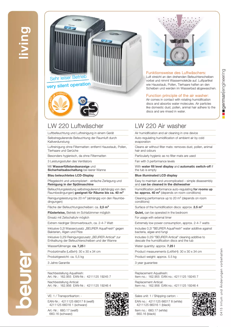 Imagen de la primera página del manual del dispositivo LW 220