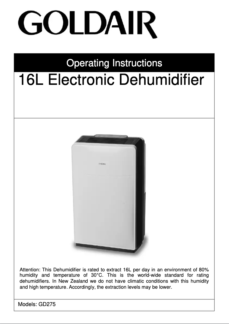 Imagen de la primera página del manual del dispositivo GD275