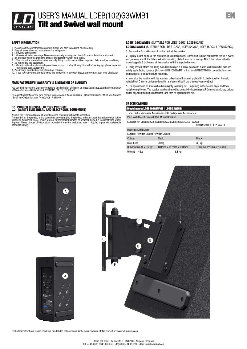 Página 1 del manual Manual de usuario LD Systems STINGER G3 WMB 1