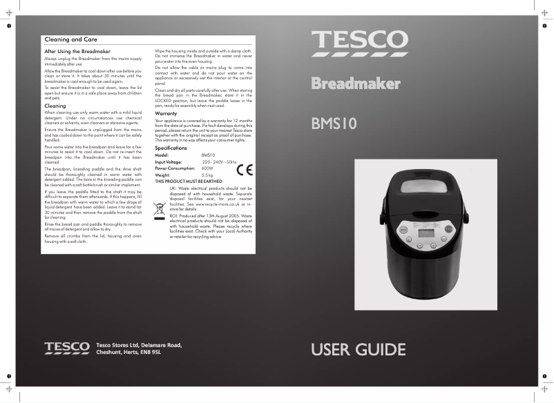 Página 1 del manual Manual de usuario Tesco BMS10