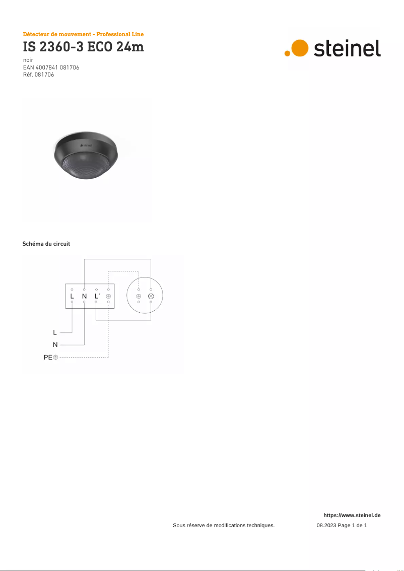 Página 1 del manual Diagrama de cableado Steinel IS 2360