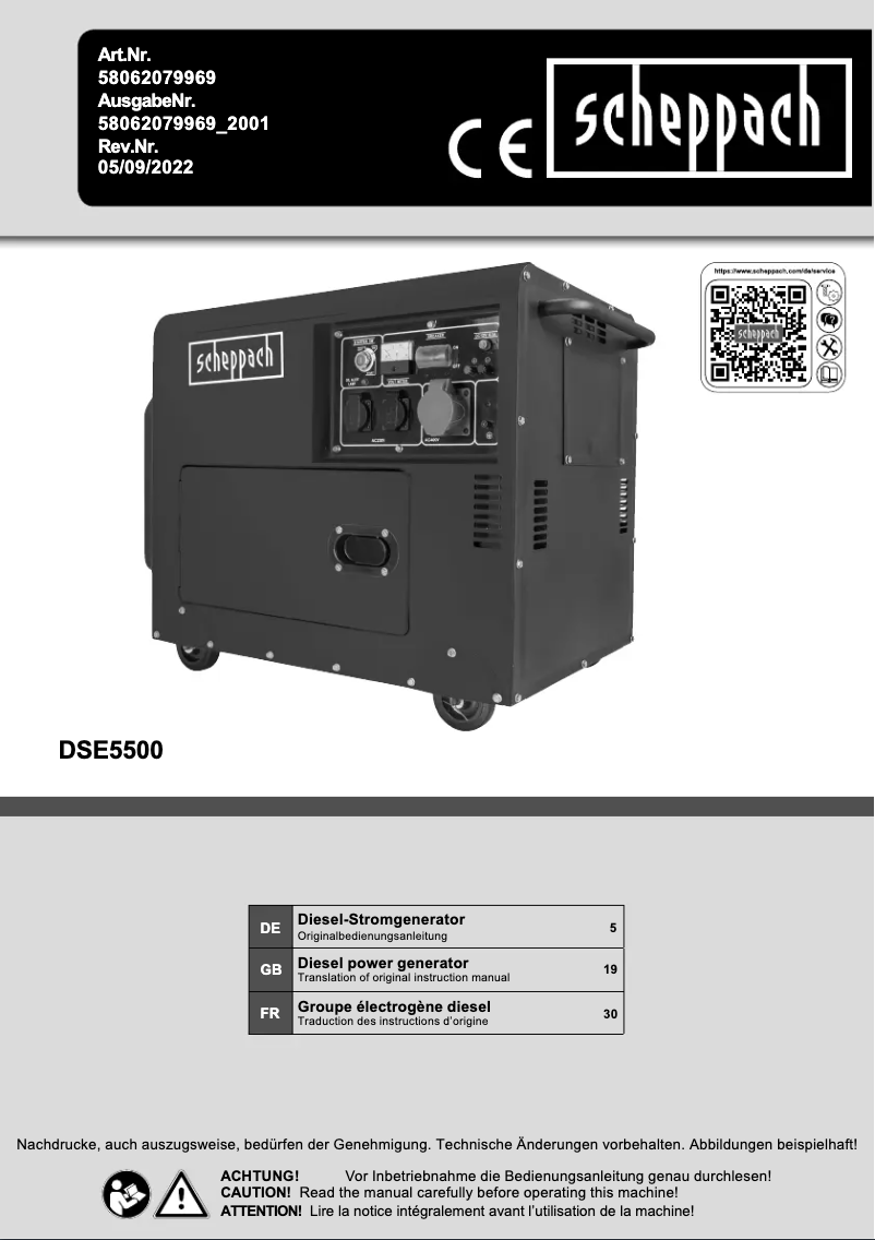 Página nº 1 - Manual de usuario Scheppach DSE5500