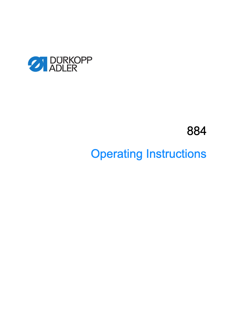 Página 1 del manual Manual de usuario Dürkopp Adler 884