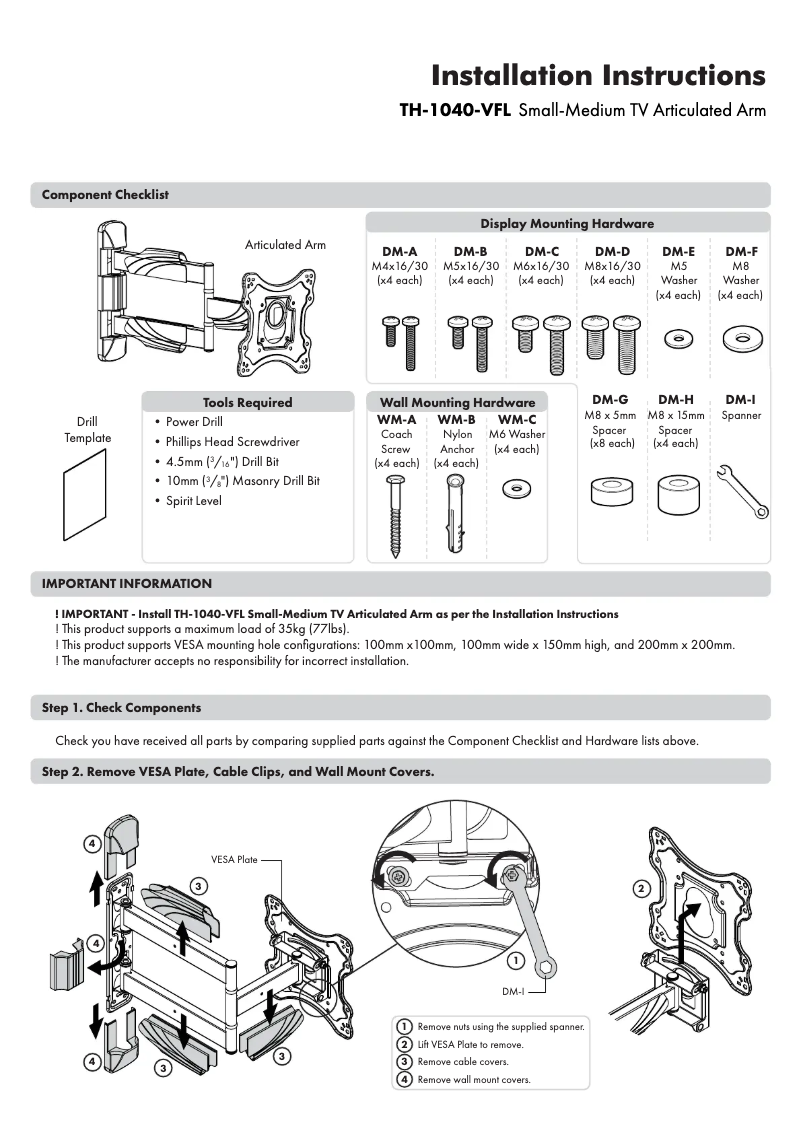 Imagen de la primera página del manual del dispositivo TH-1040-VFL