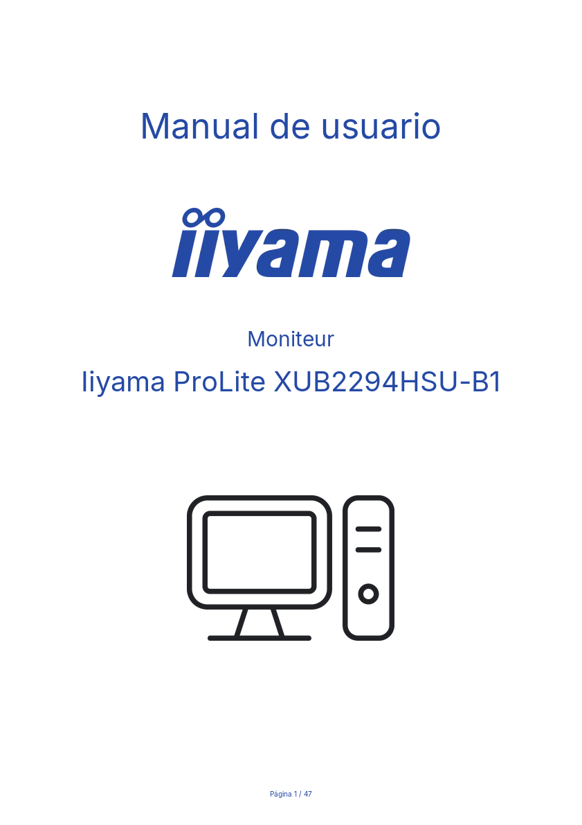 Imagen de la primera página del manual del dispositivo ProLite XUB2294HSU-B1