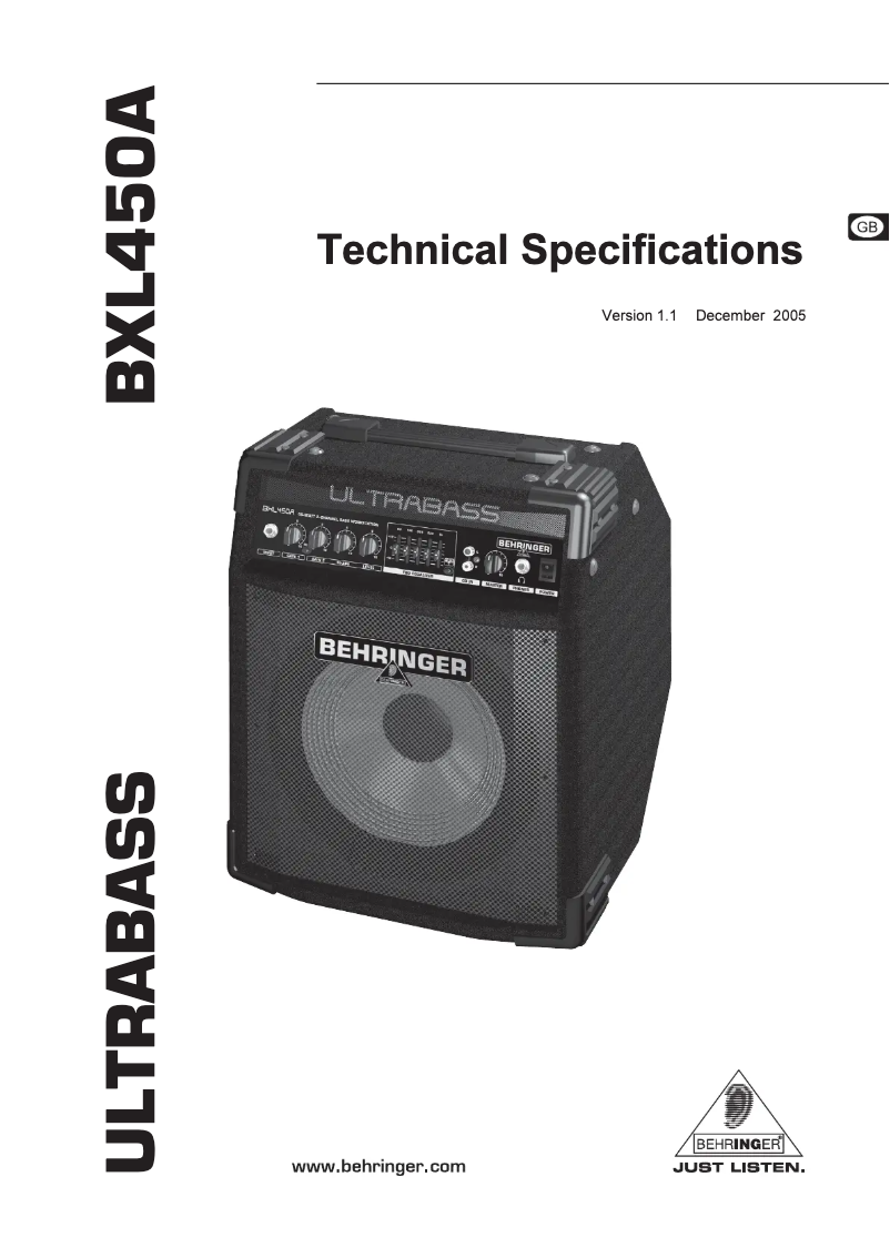 Imagen de la primera página del manual del dispositivo Ultrabass BXL450A
