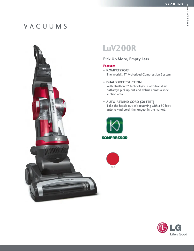 Imagen de la primera página del manual del dispositivo LuV200R