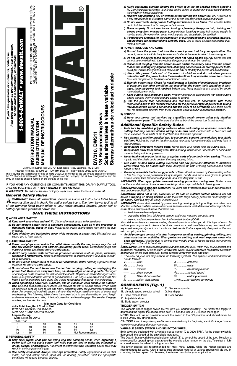 Página 1 del manual Manual de usuario DeWalt DW310K