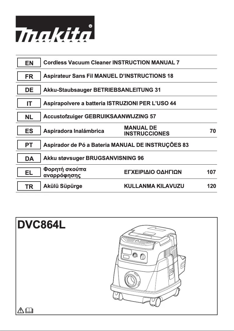 Página 1 del manual Manual de usuario Makita DVC864LZ