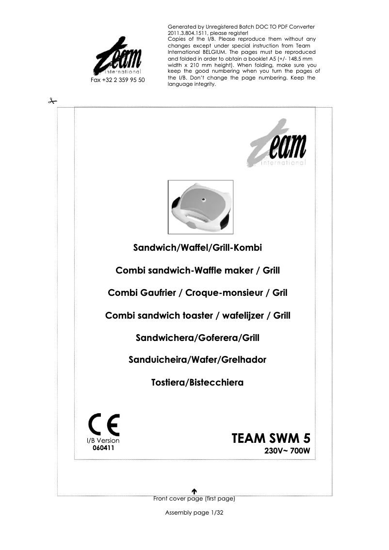 Página 1 del manual Manual de usuario Team SWM 5