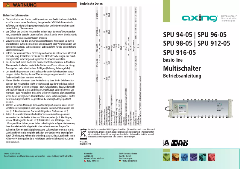 Imagen de la primera página del manual del dispositivo SPU 96-05