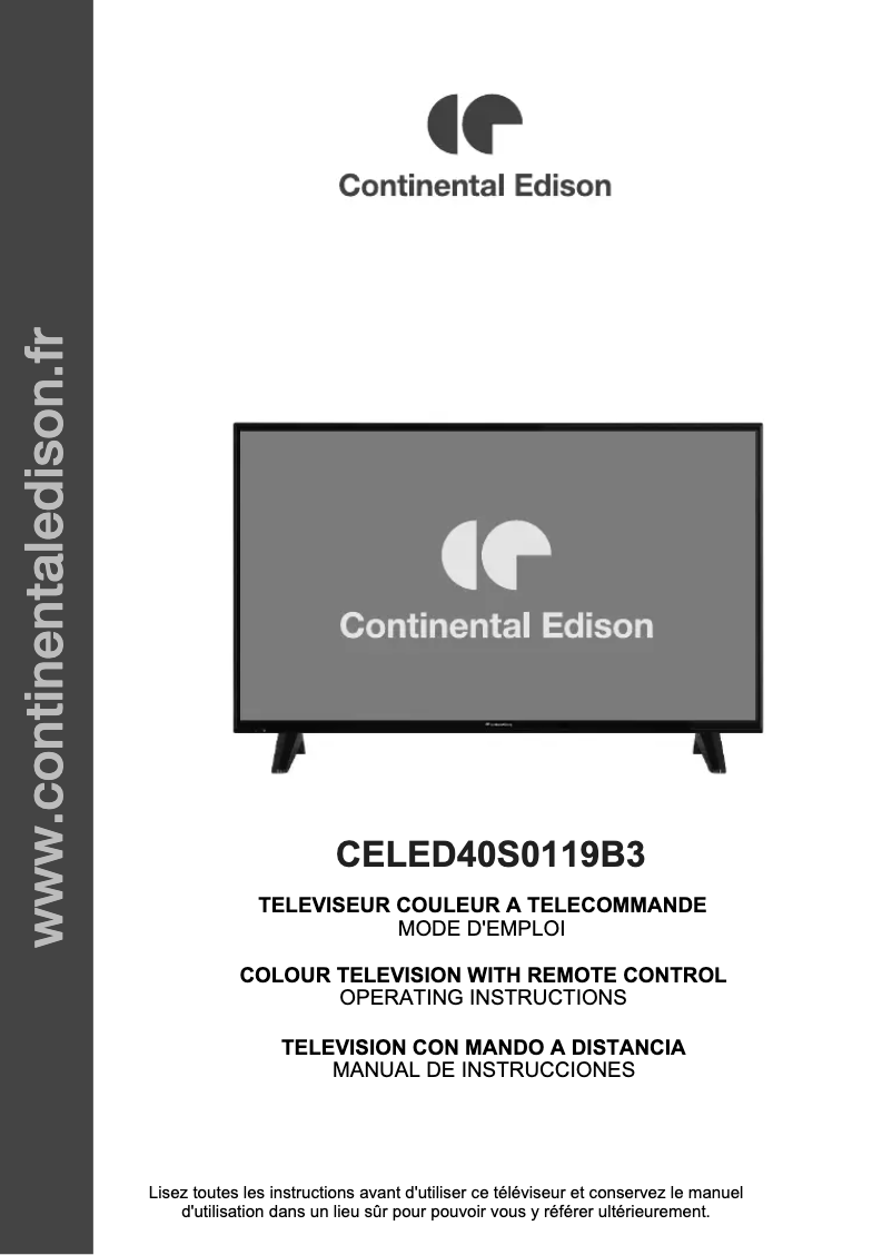 Página 1 del manual Manual de usuario Continental Edison CELED40S0119B3