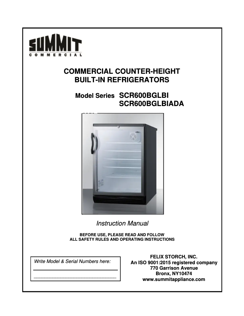 Página nº 1 - Manual de usuario Summit SCR600BGLBI