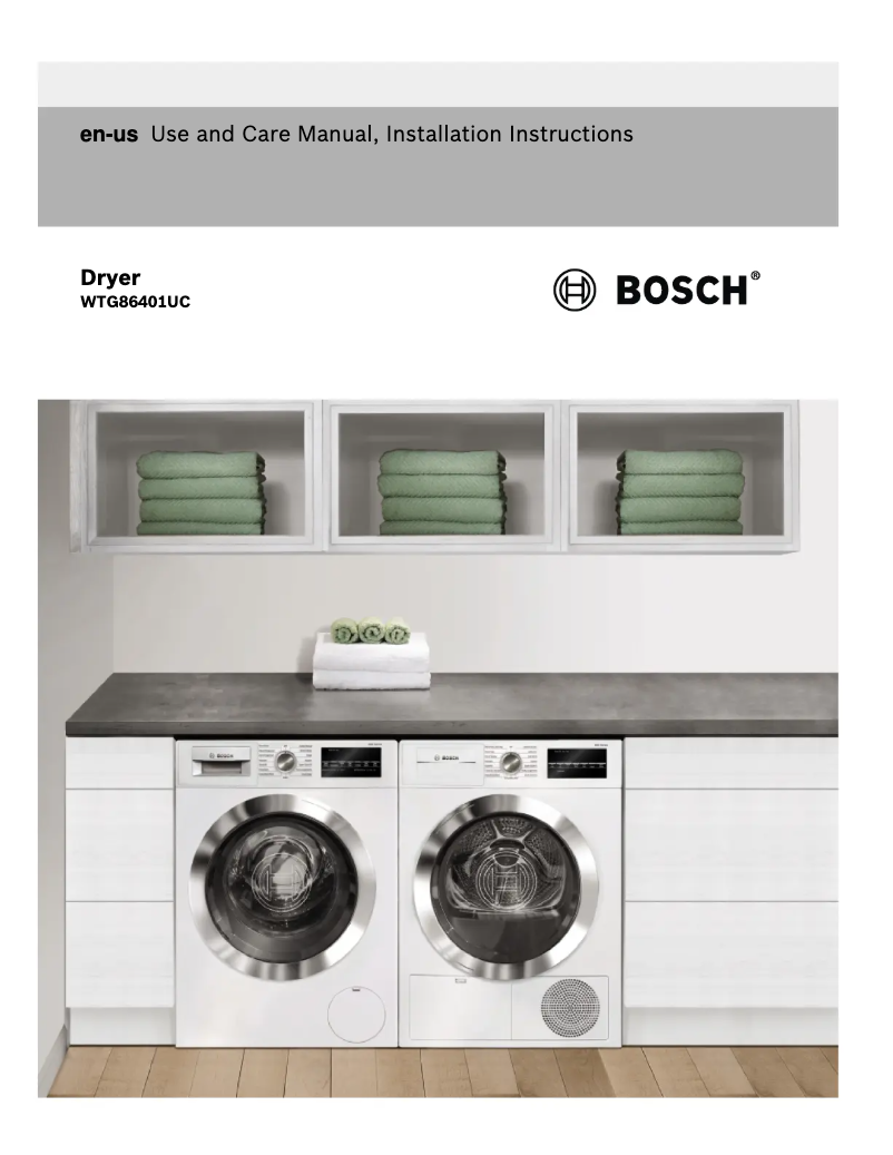 Página 1 del manual Manual de uso y mantenimiento Bosch 500 Series WTG86401UC