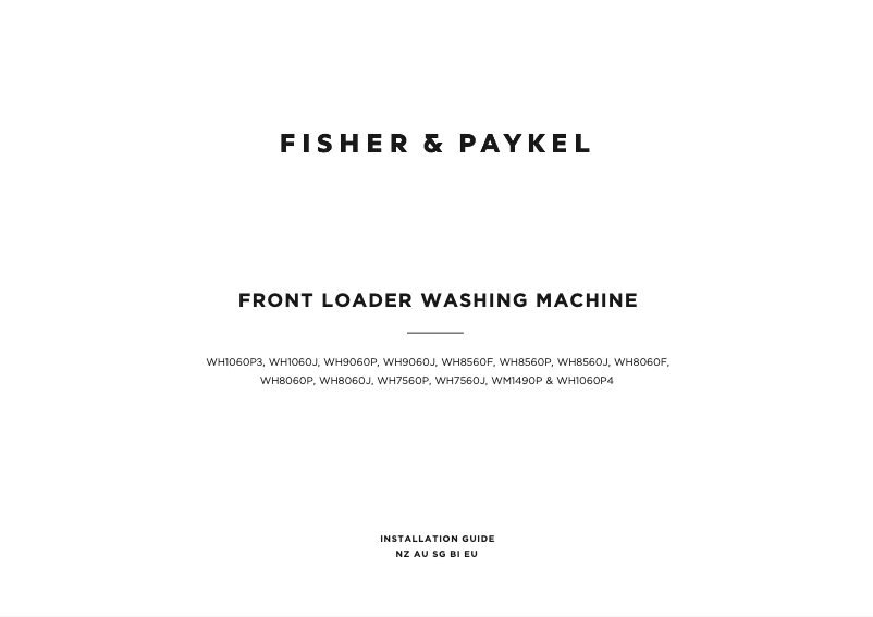 Página 1 del manual Guía de instalación Fisher & Paykel WH9060P3