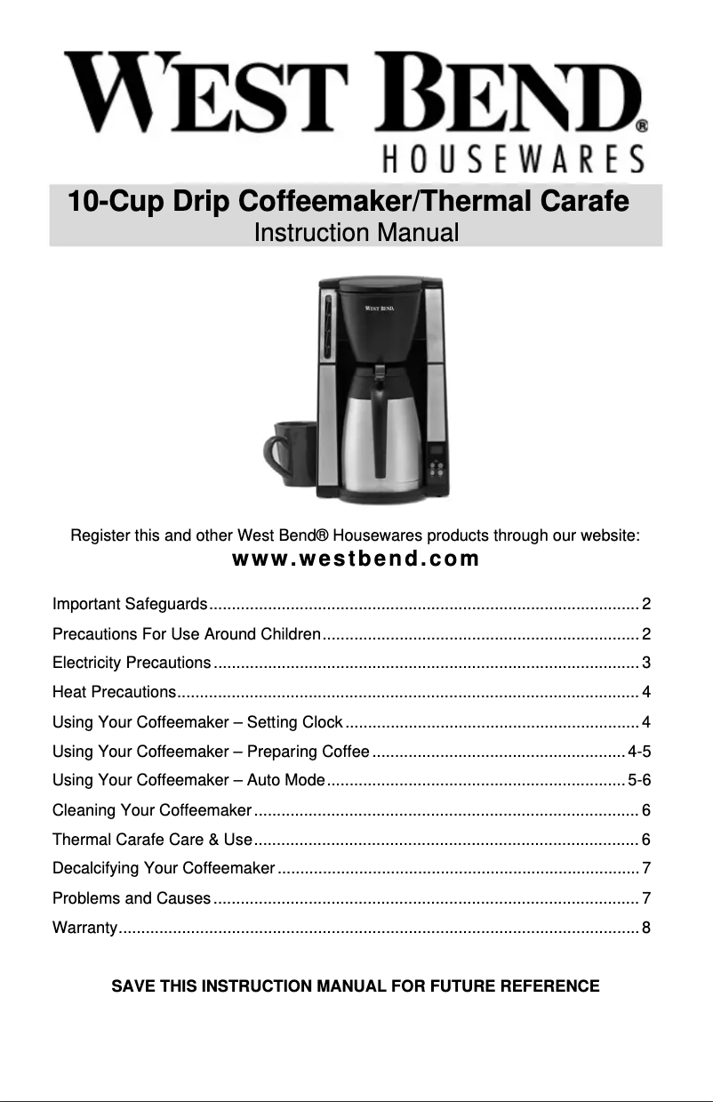 Página 1 del manual Manual de usuario WestBend 56860