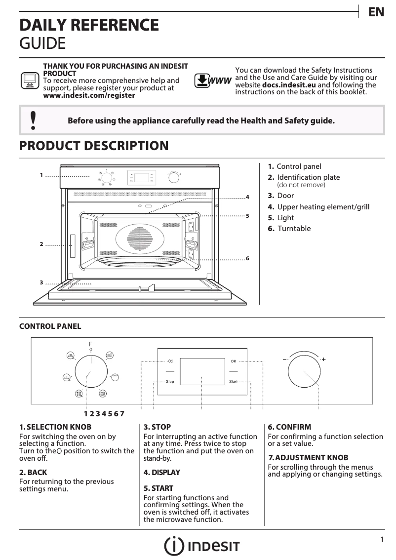 Página 1 del manual Manual de instrucciones Indesit MWI 3443 IX