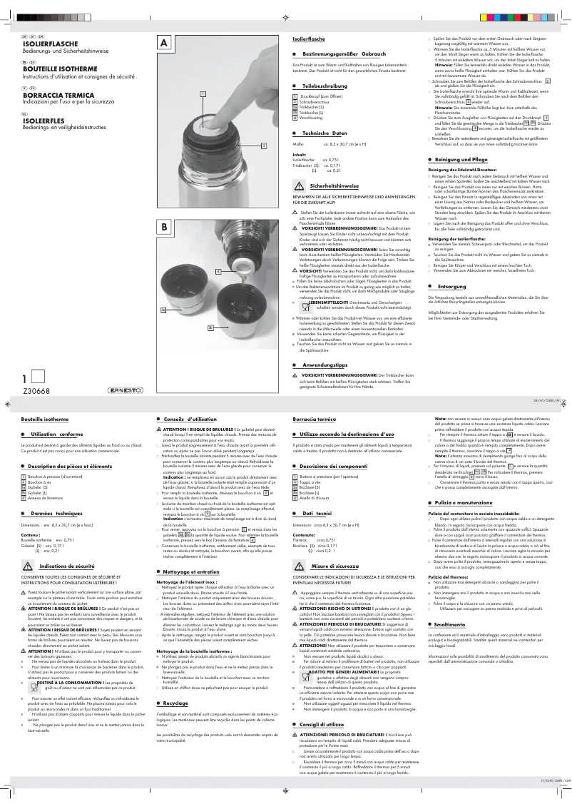Imagen de la primera página del manual del dispositivo Z30668