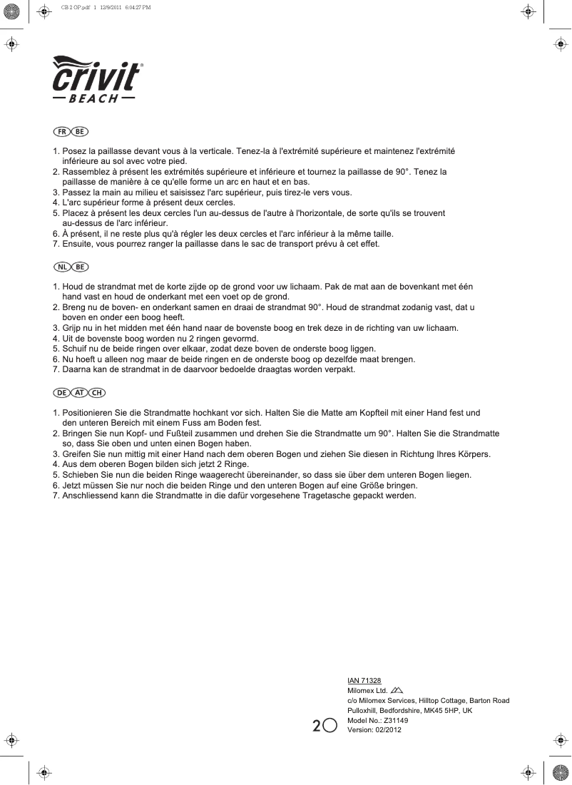 Página nº 1 - Manual de usuario Crivit Z31149