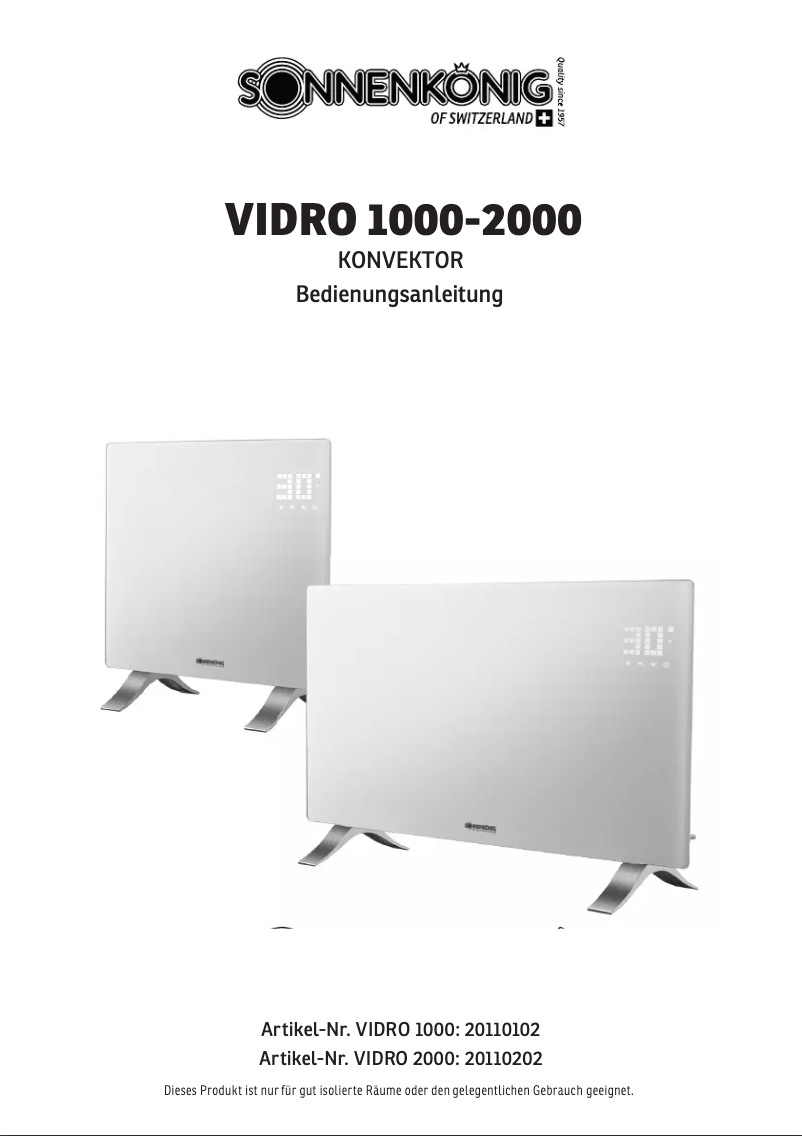 Página 1 del manual Manual de usuario Sonnenkönig Vidro 1000