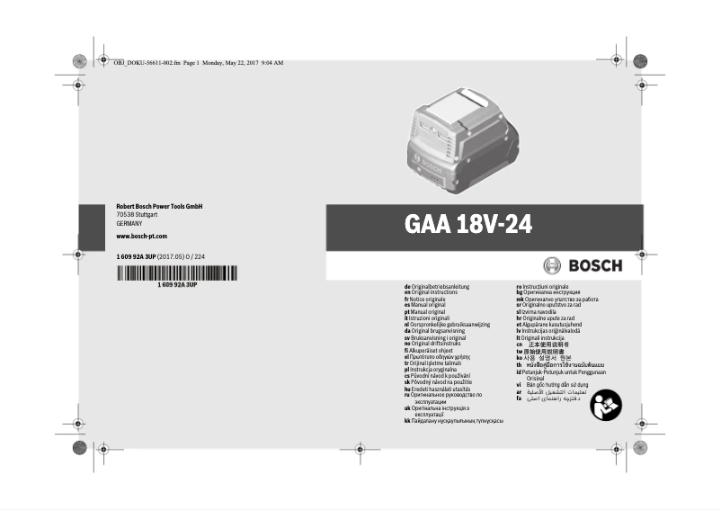 Imagen de la primera página del manual del dispositivo GAA 18 V-24 Professional