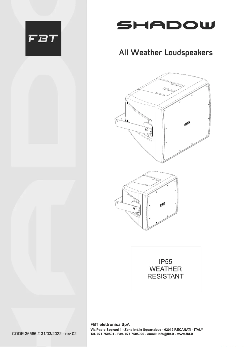 Página 1 del manual Manual de usuario FBT Shadow 112CT