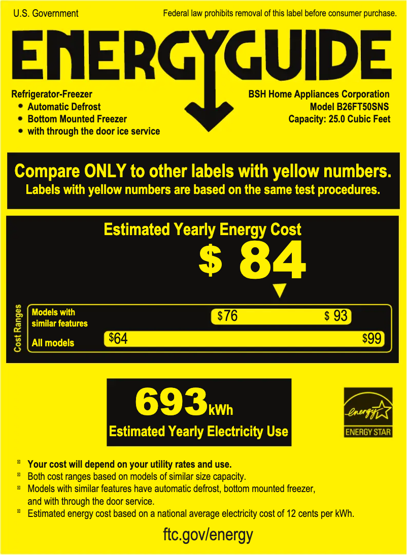 Página nº 1 - Etiqueta energética Bosch B26FT50SNS