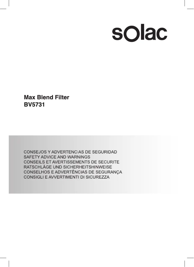 Página 1 del manual Instrucciones de seguridad Solac MaxBlend Filter BV5731