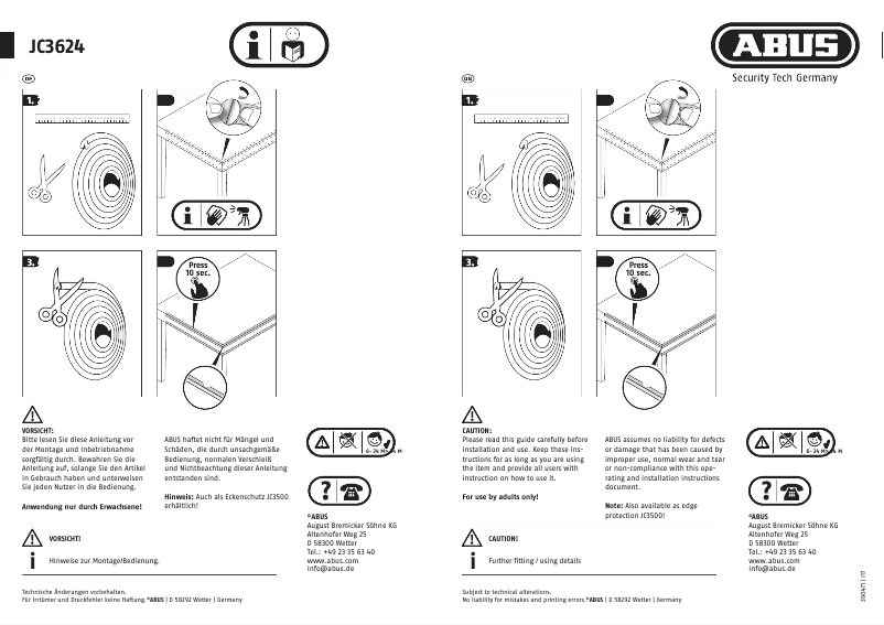 Imagen de la primera página del manual del dispositivo JC3624